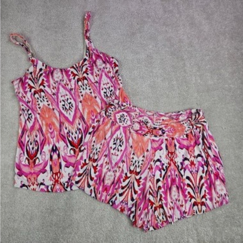 Soma Cool Nights pink and orange Ikat Pajama  set